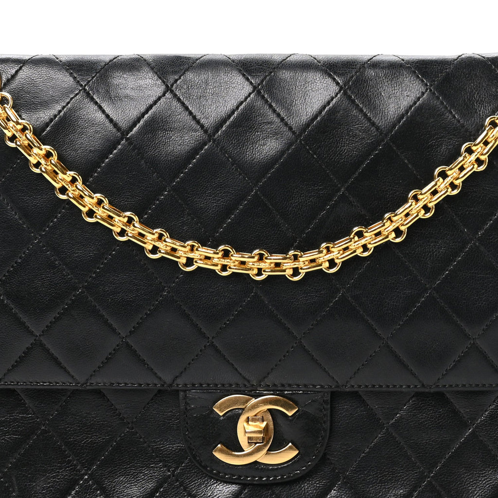 Lambskin Quilted Medium Double Flap Bijoux Chain Black