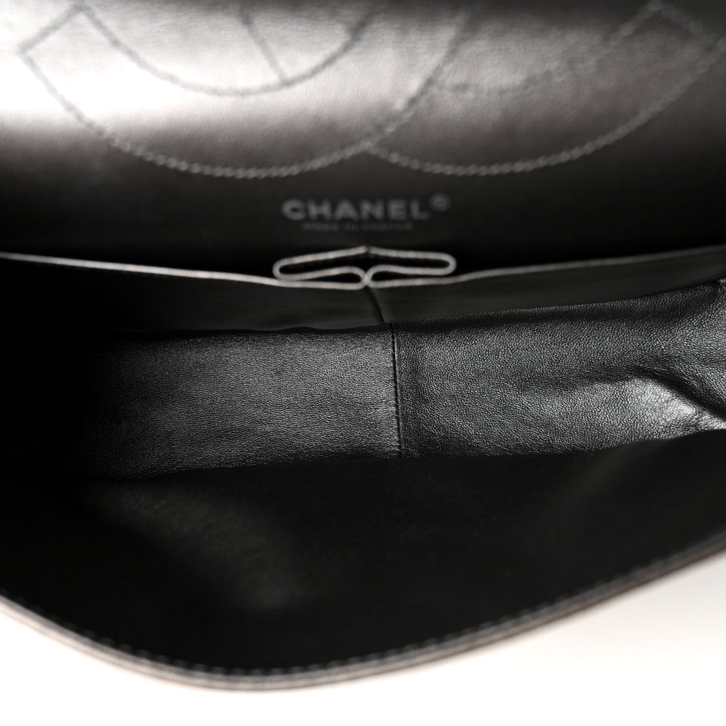 Metallic Aged Calfskin Quilted 2.55 Reissue 227 Flap Dark Grey