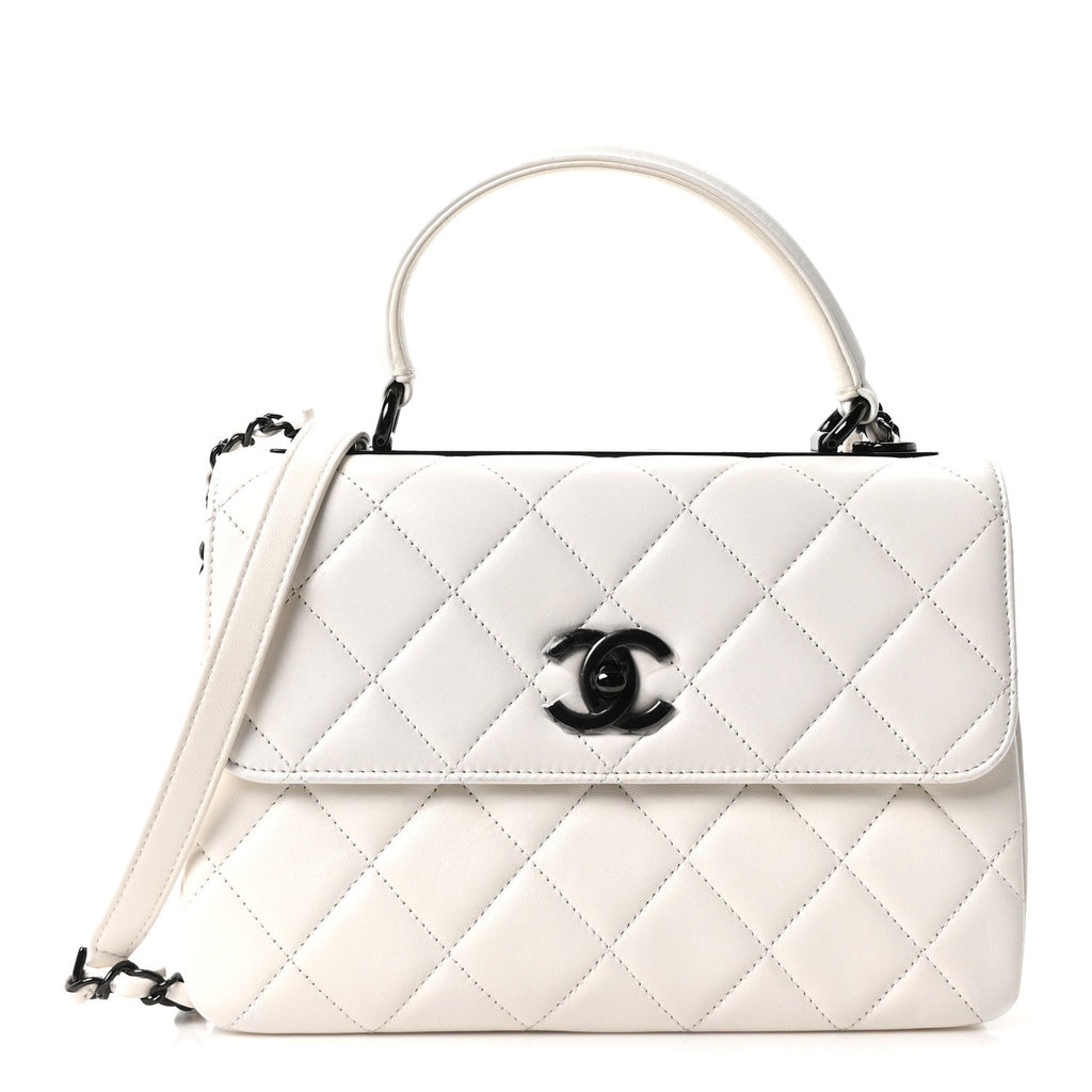 Lambskin Quilted Small Trendy CC Dual Handle Flap Bag White
