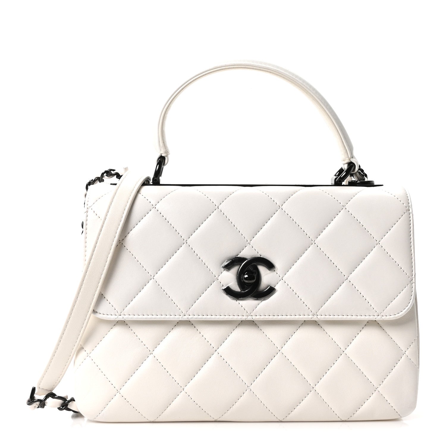 Lambskin Quilted Small Trendy CC Dual Handle Flap Bag White