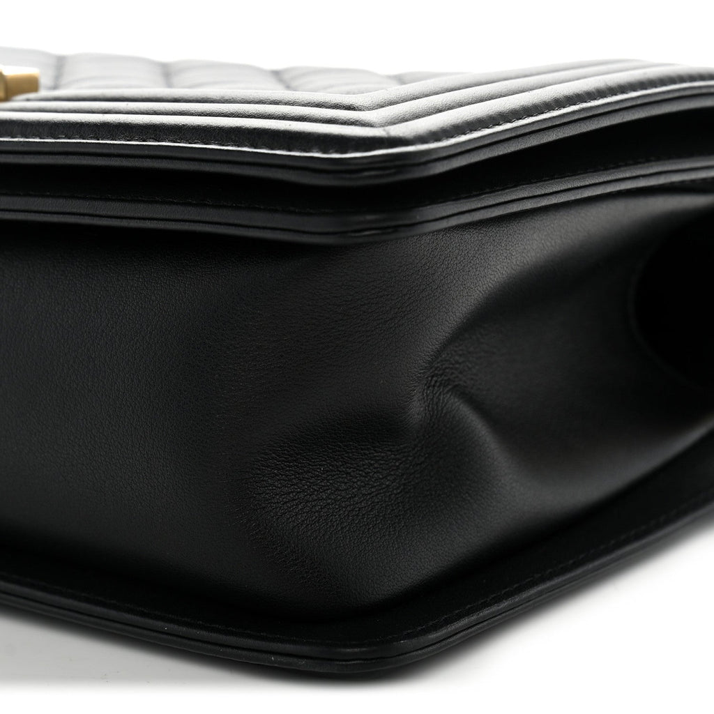 Calfskin Quilted Medium Boy Flap Black
