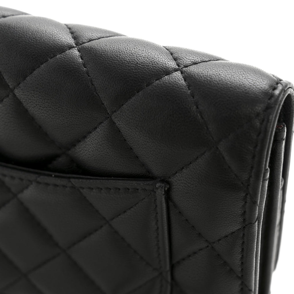 Lambskin Quilted Wallet On Chain WOC Black