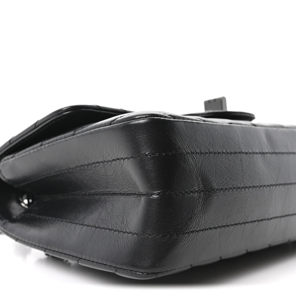 Aged Calfskin Chevron Quilted 2.55 Reissue Mini Flap So Black