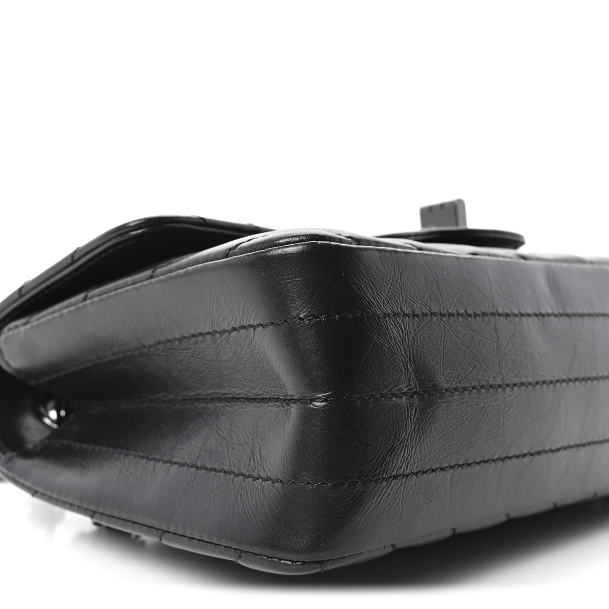 Aged Calfskin Chevron Quilted 2.55 Reissue Mini Flap So Black