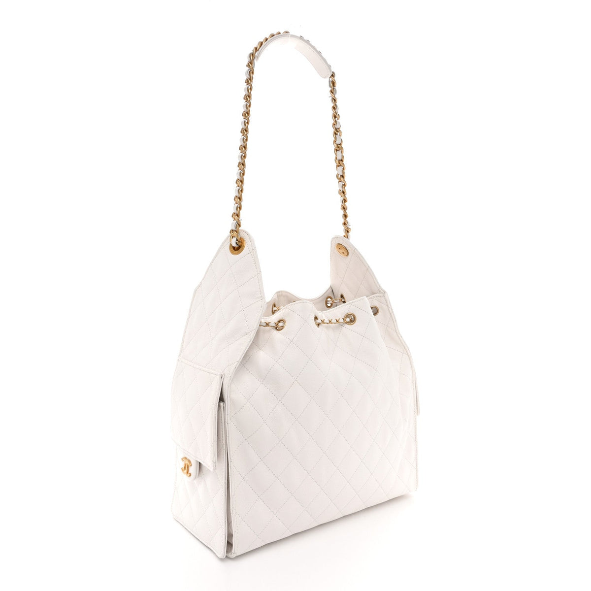 Caviar Quilted Medium Chanel 25 Handbag White