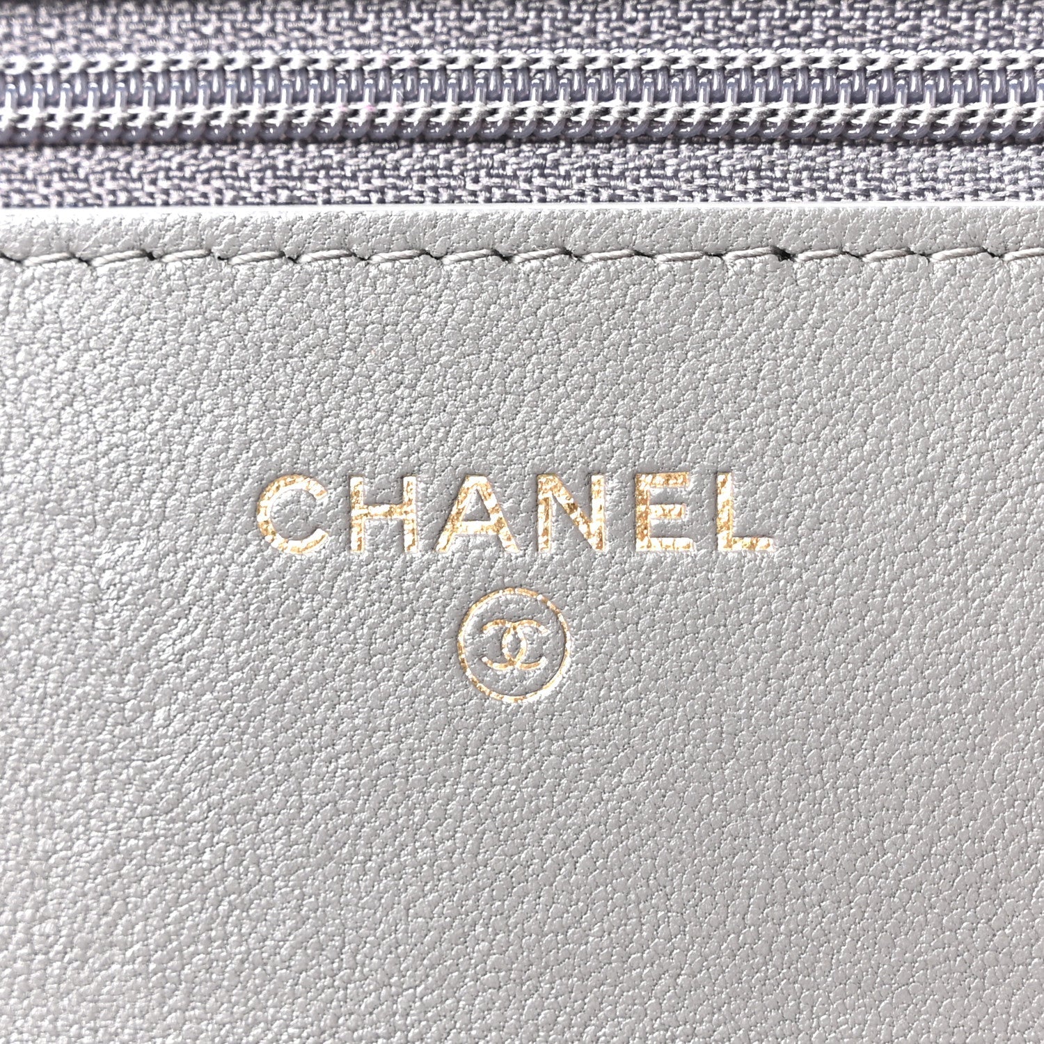 Lambskin Quilted Chanel 19 Wallet On Chain WOC Grey