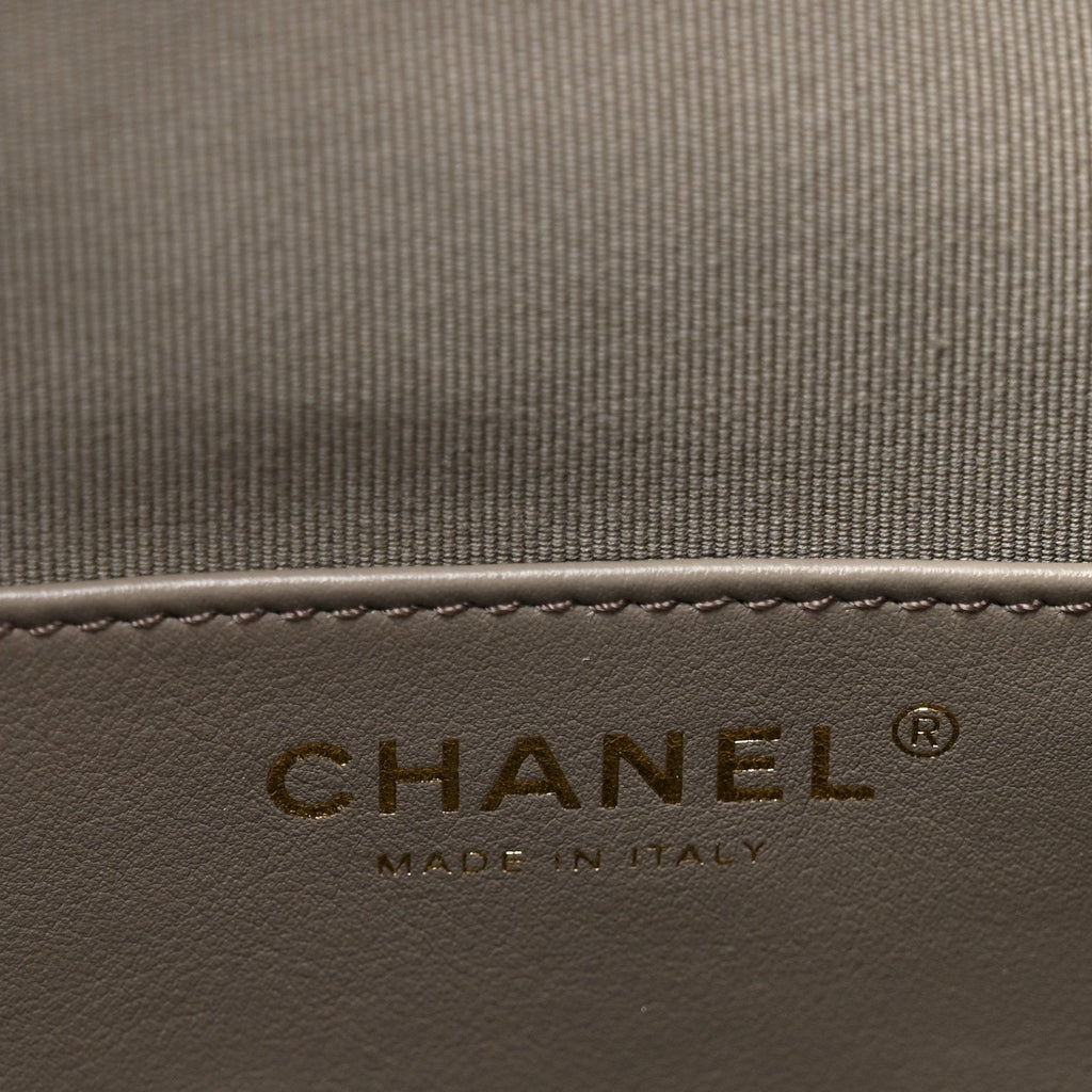 Suede Quilted Medium Chanel 25 Handbag Dark Grey