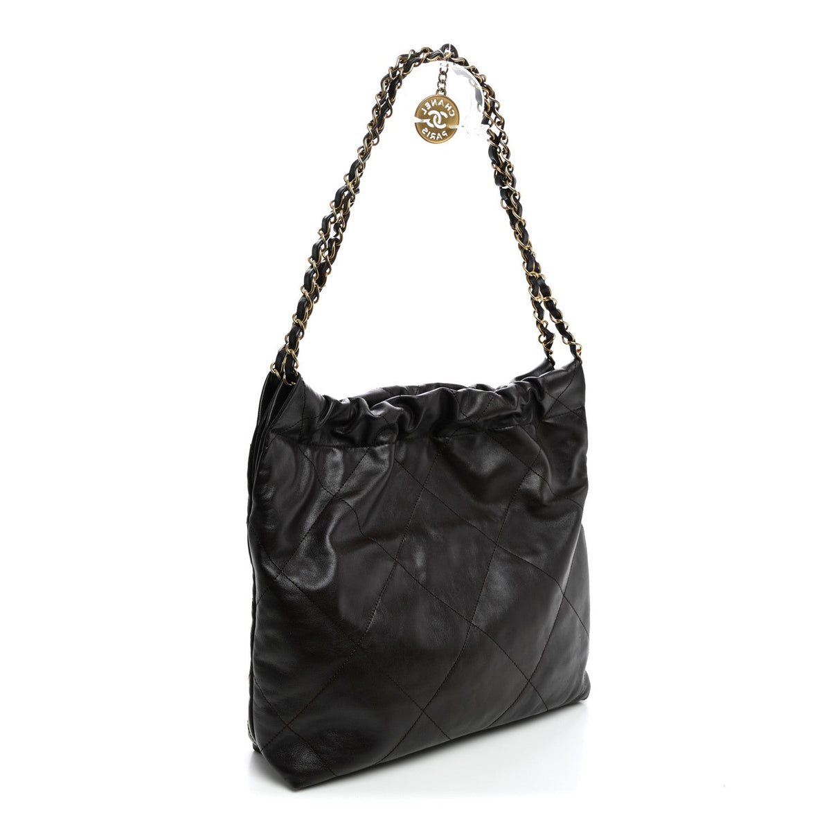 Shiny Calfskin Quilted Small Chanel 22 Dark Brown