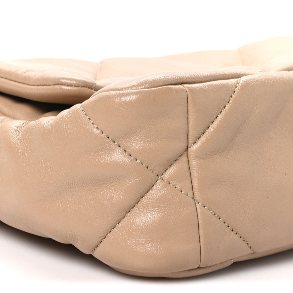 Lambskin Quilted Medium Chanel 19 Flap Dark Beige