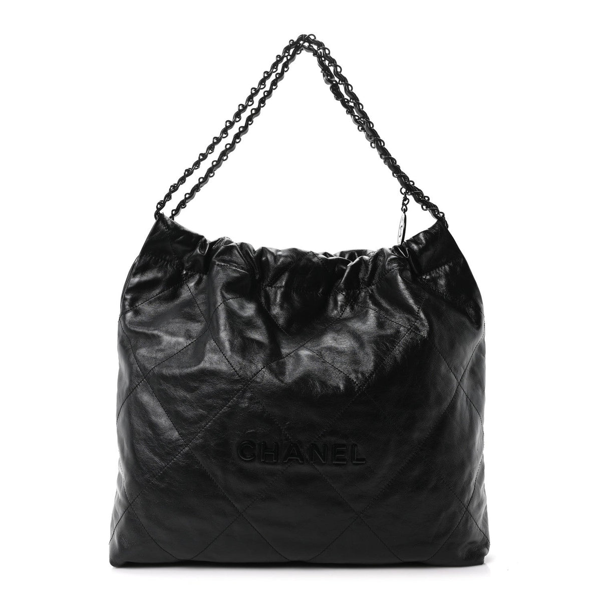 Shiny Calfskin Quilted Monochrome Small Chanel 22 Black