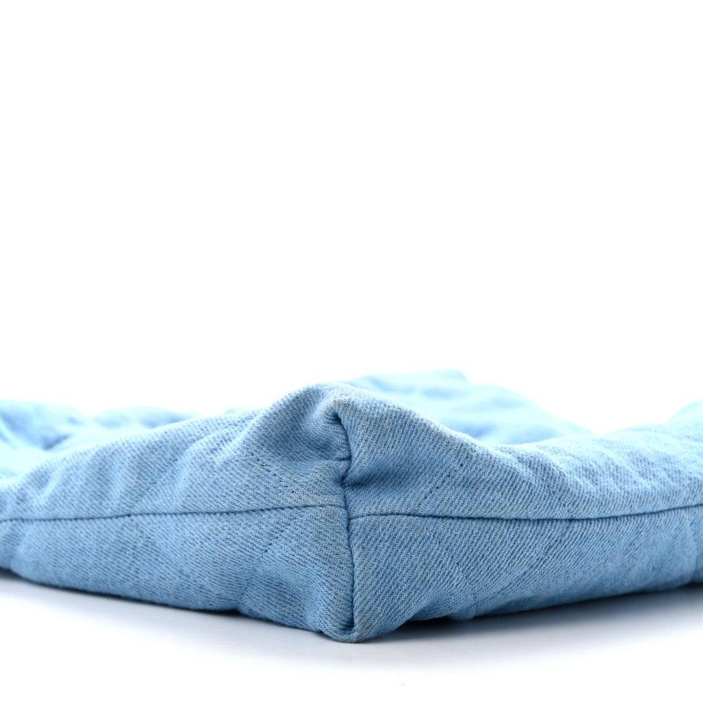 Denim Quilted Small Chanel 22 Light Blue