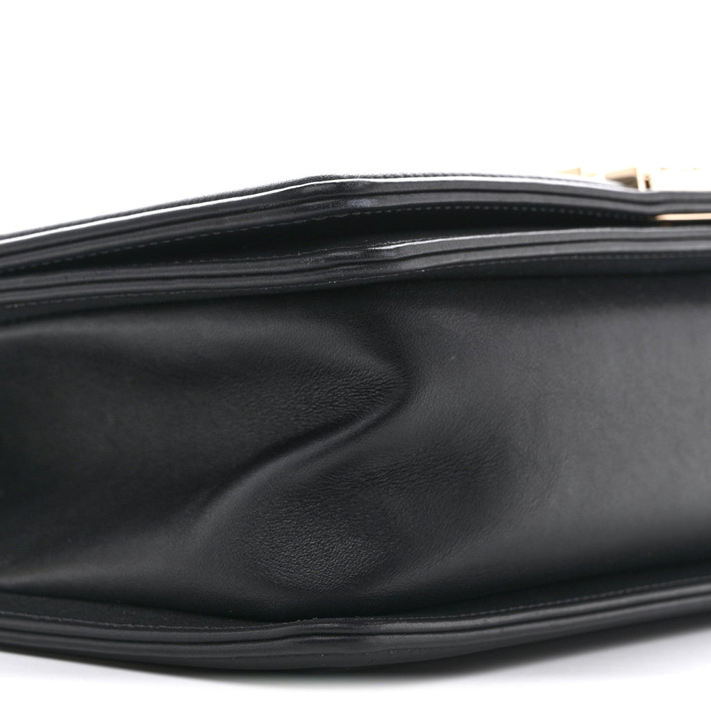 Calfskin Braided Medium Boy Flap Black