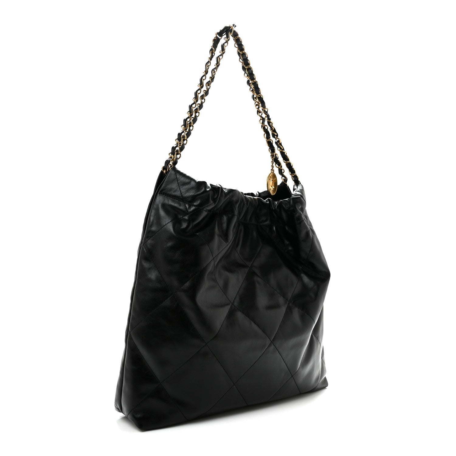 Shiny Calfskin Quilted Chanel 22 Black