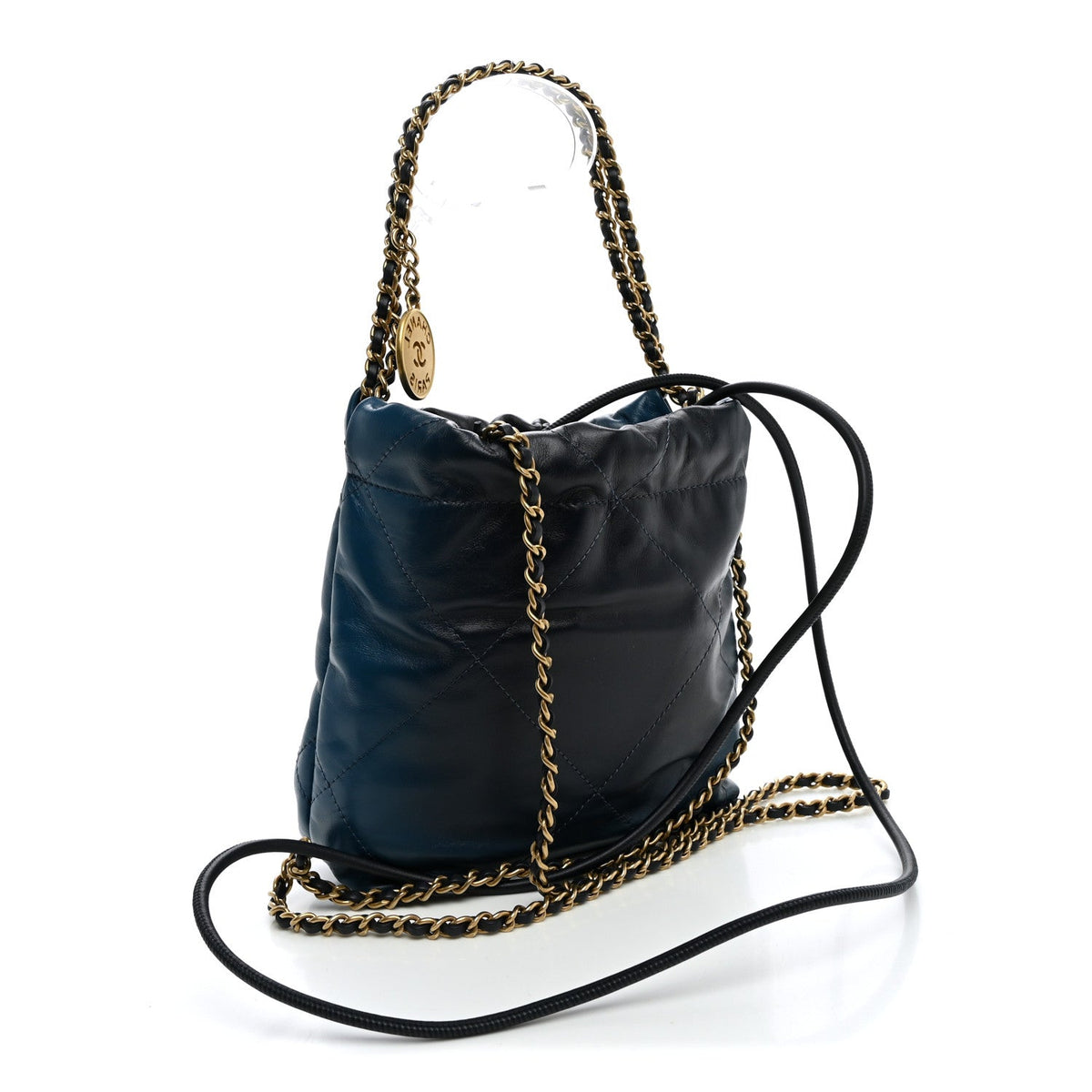 Shaded Calfskin Quilted Mini Chanel 22 Blue Dark Blue