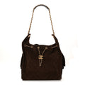 Suede Quilted Medium Chanel 25 Handbag Dark Brown