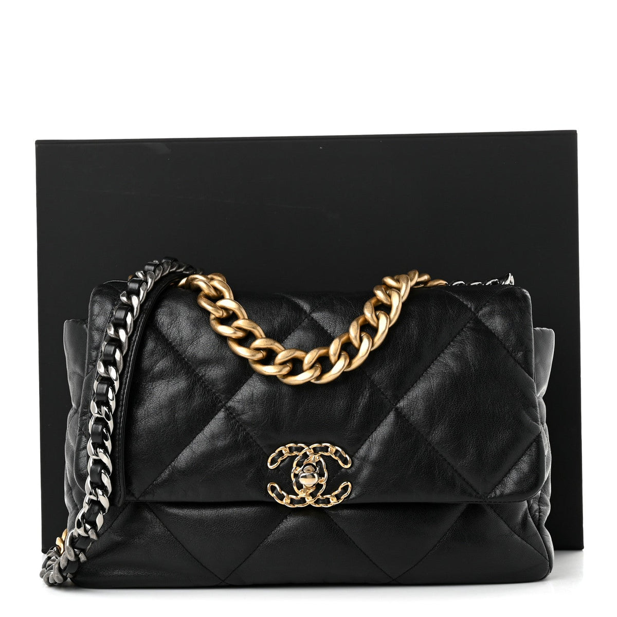 Lambskin Quilted Large Chanel 19 Flap Black