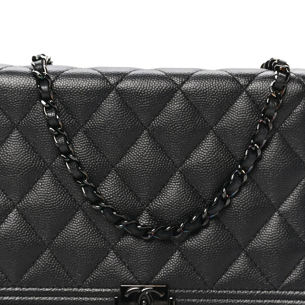 Caviar Quilted Boy Wallet On Chain WOC So Black