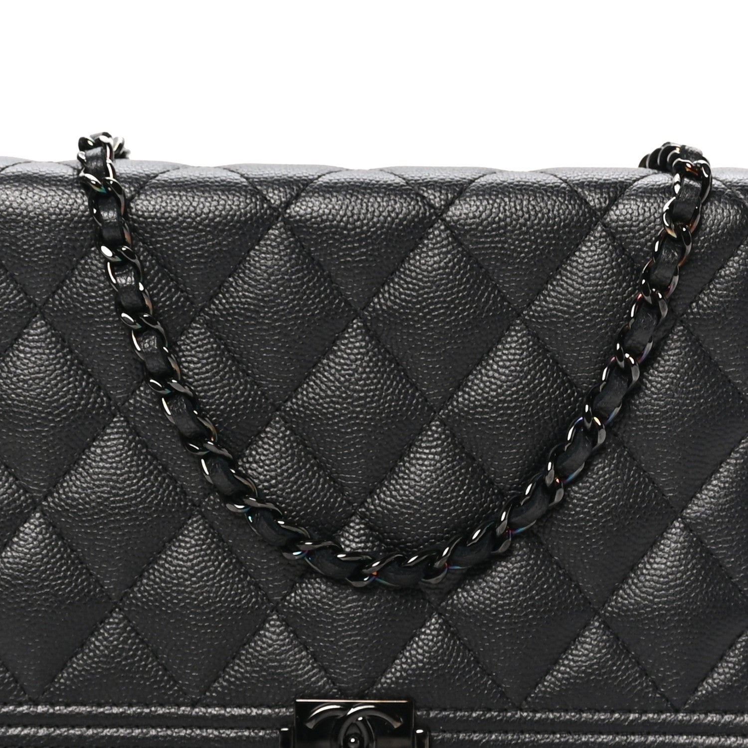 Caviar Quilted Boy Wallet On Chain WOC So Black
