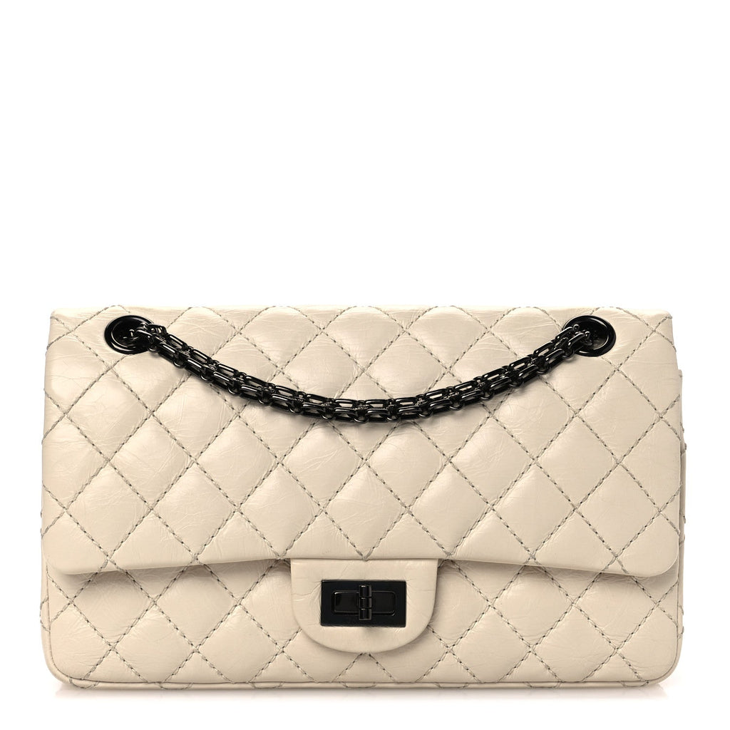 Aged Calfskin Quilted 2.55 Reissue 225 Flap White