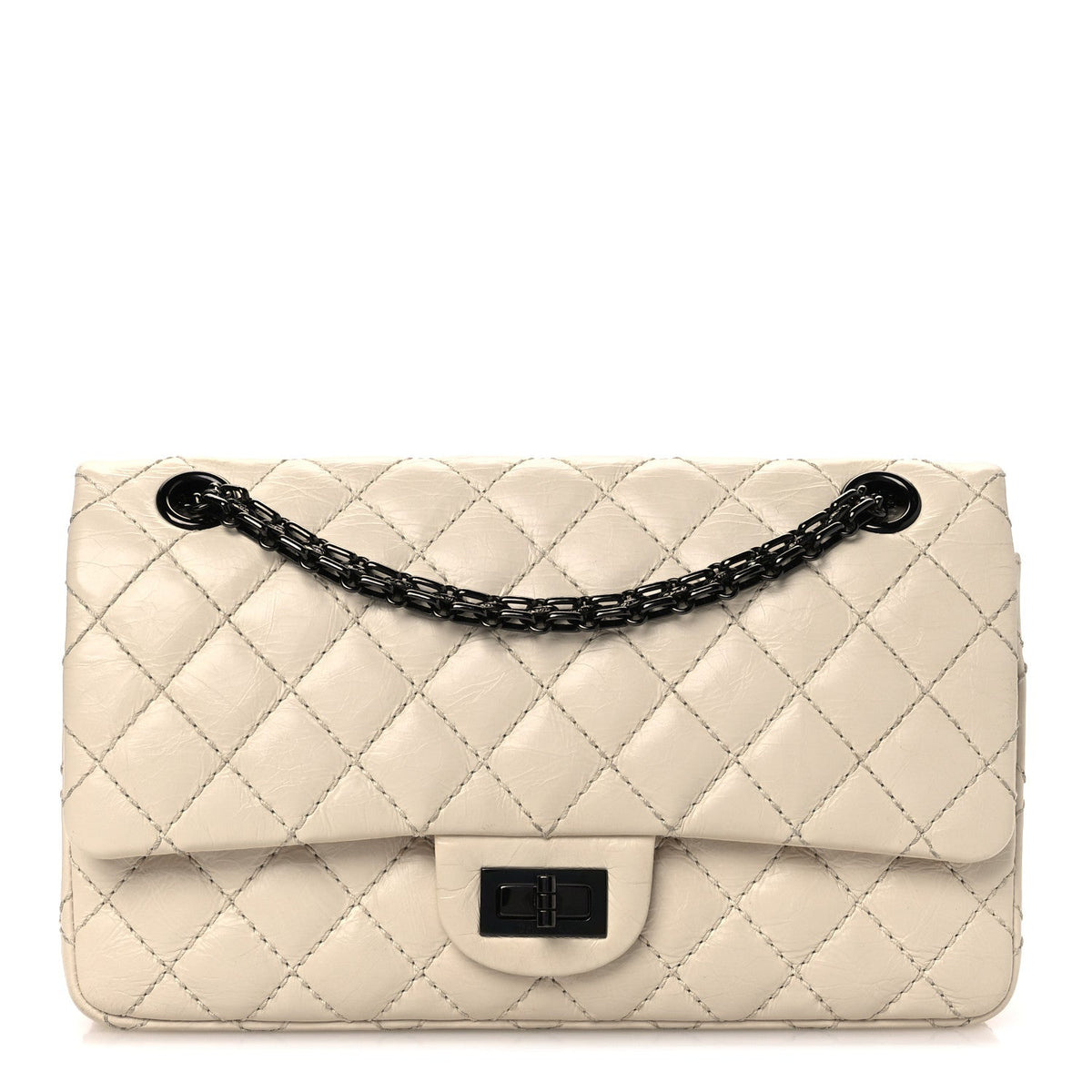 Aged Calfskin Quilted 2.55 Reissue 225 Flap White