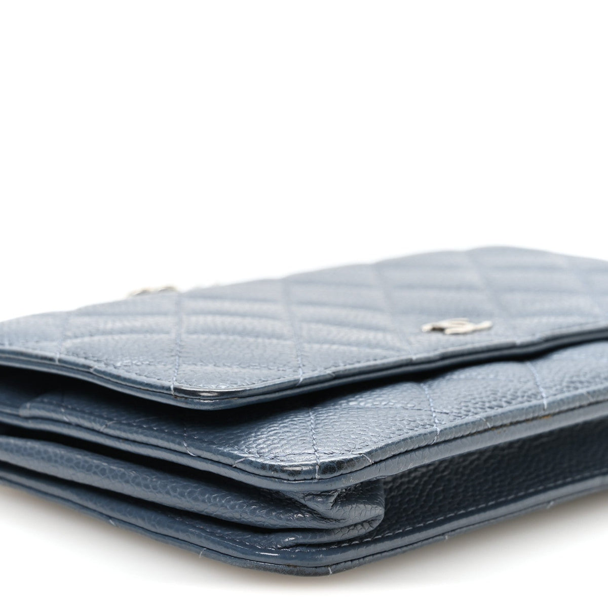 Caviar Quilted Wallet on Chain WOC Blue
