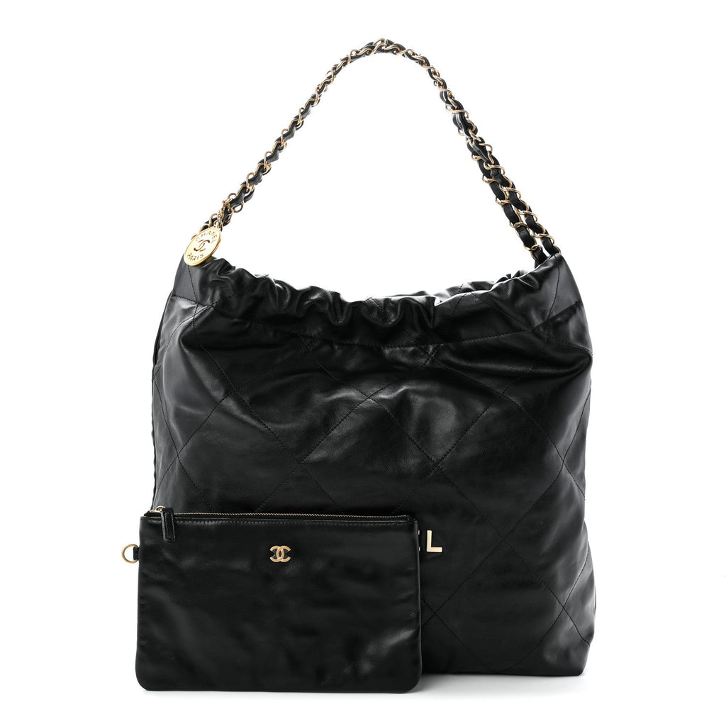Calfskin Quilted Chanel 22 Black