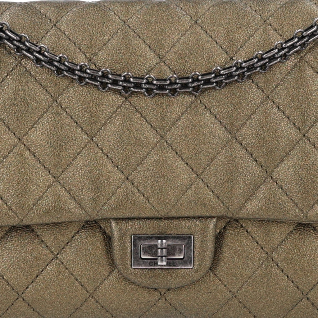 Metallic Calfskin Quilted 2.55 Reissue 226 Flap Green