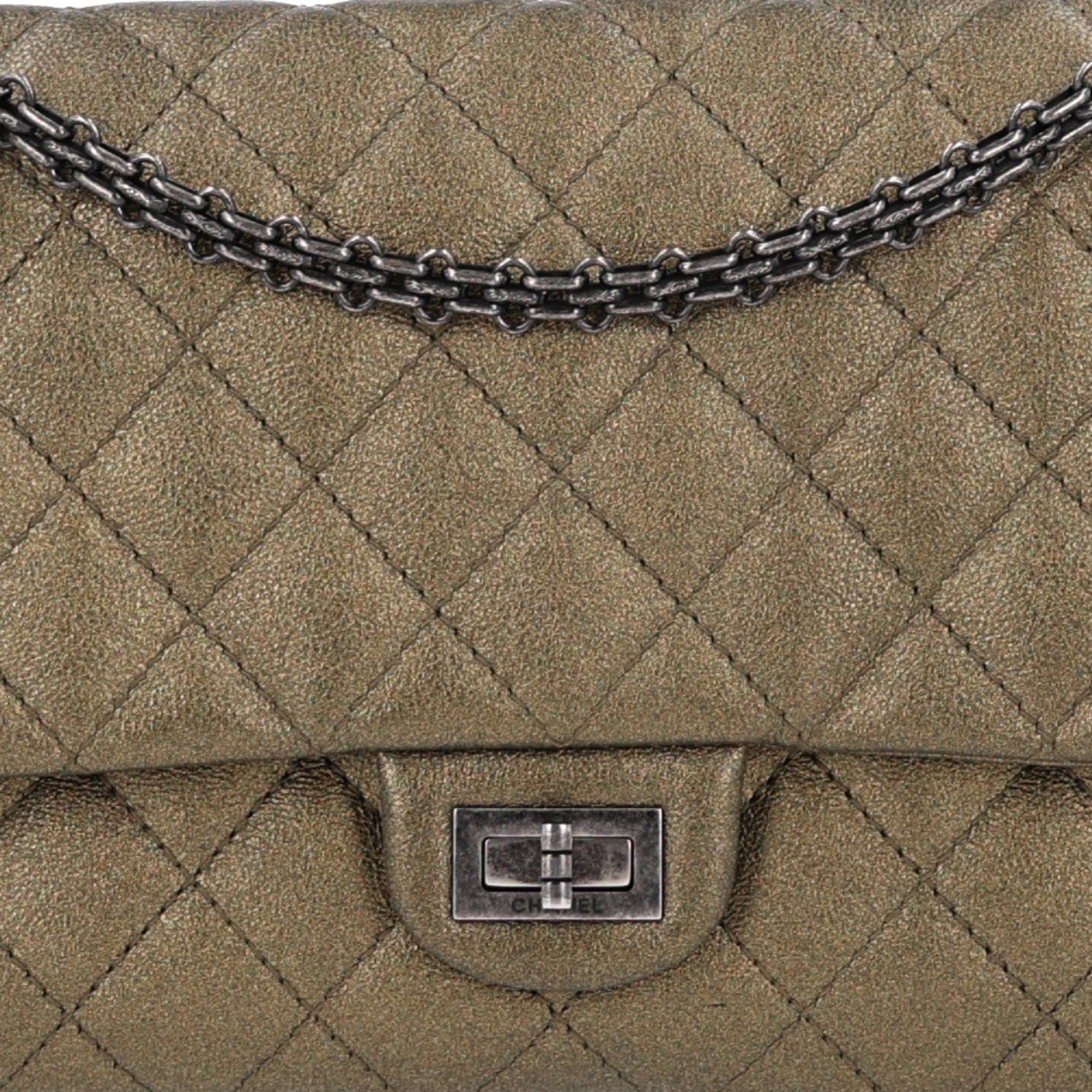 Metallic Calfskin Quilted 2.55 Reissue 226 Flap Green