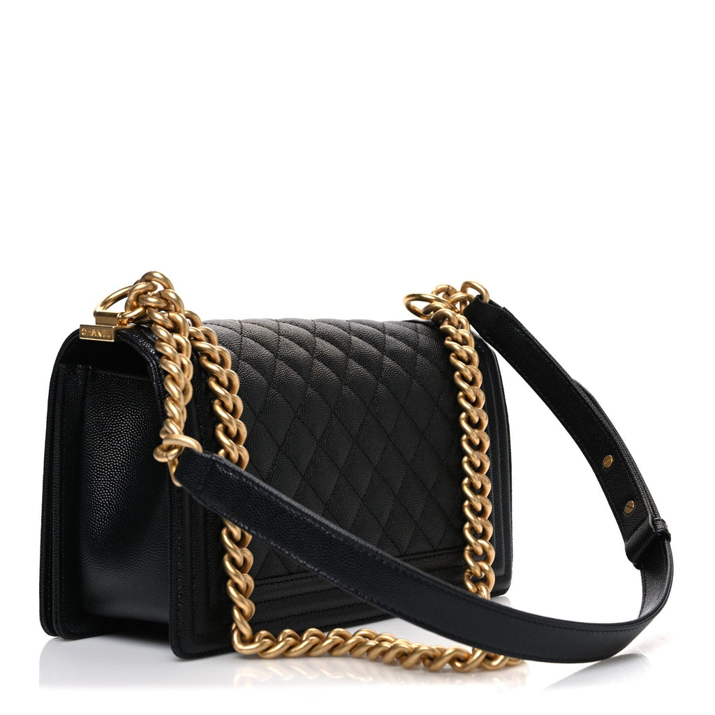 Caviar Quilted Medium Boy Flap Black