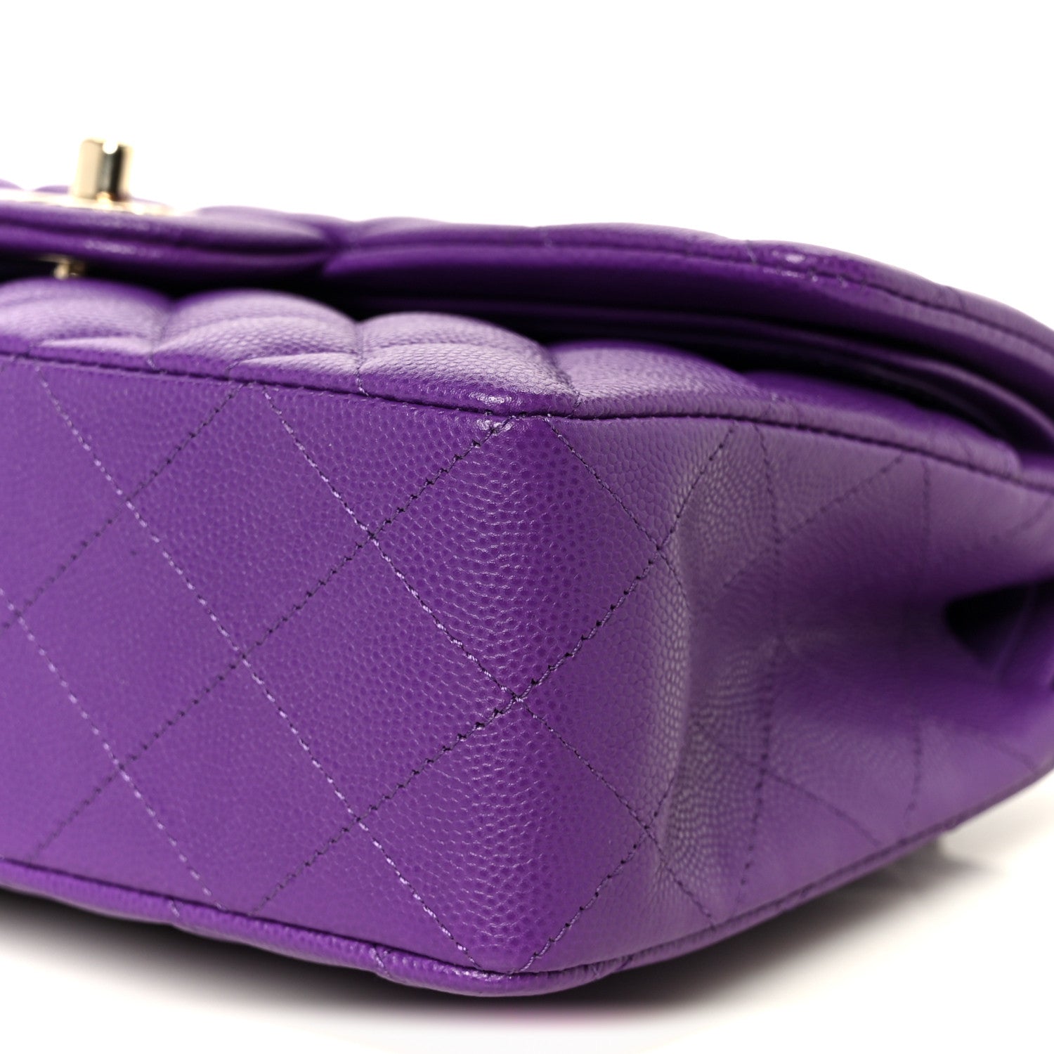 Caviar Quilted Small Double Flap Purple