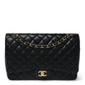 Lambskin Quilted Maxi Double Flap Black