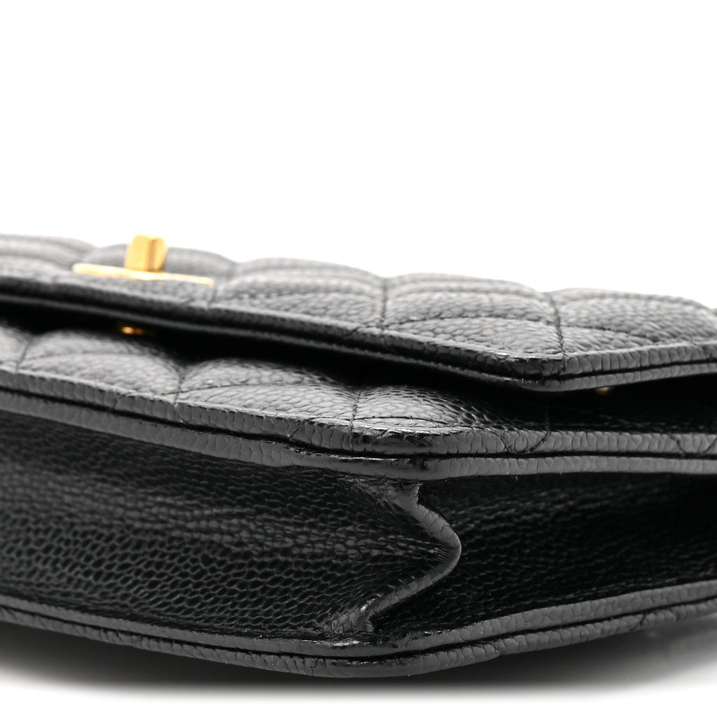 Caviar Quilted CC Turnlock Wallet On Chain WOC Black