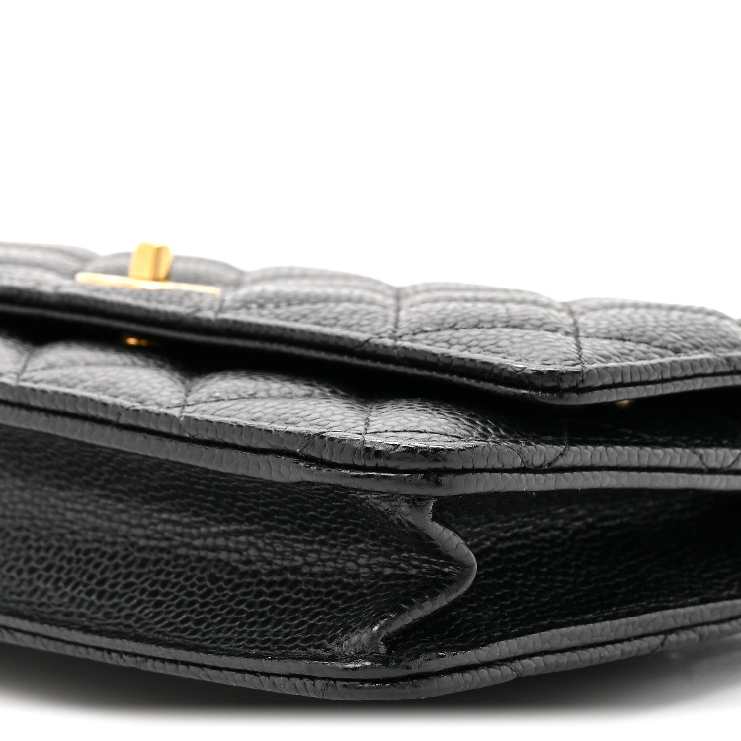 Caviar Quilted CC Turnlock Wallet On Chain WOC Black