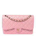 Iridescent Caviar Quilted Jumbo Double Flap Rose Pink