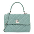Lambskin Quilted Small Trendy CC Flap Dual Handle Bag Light Blue