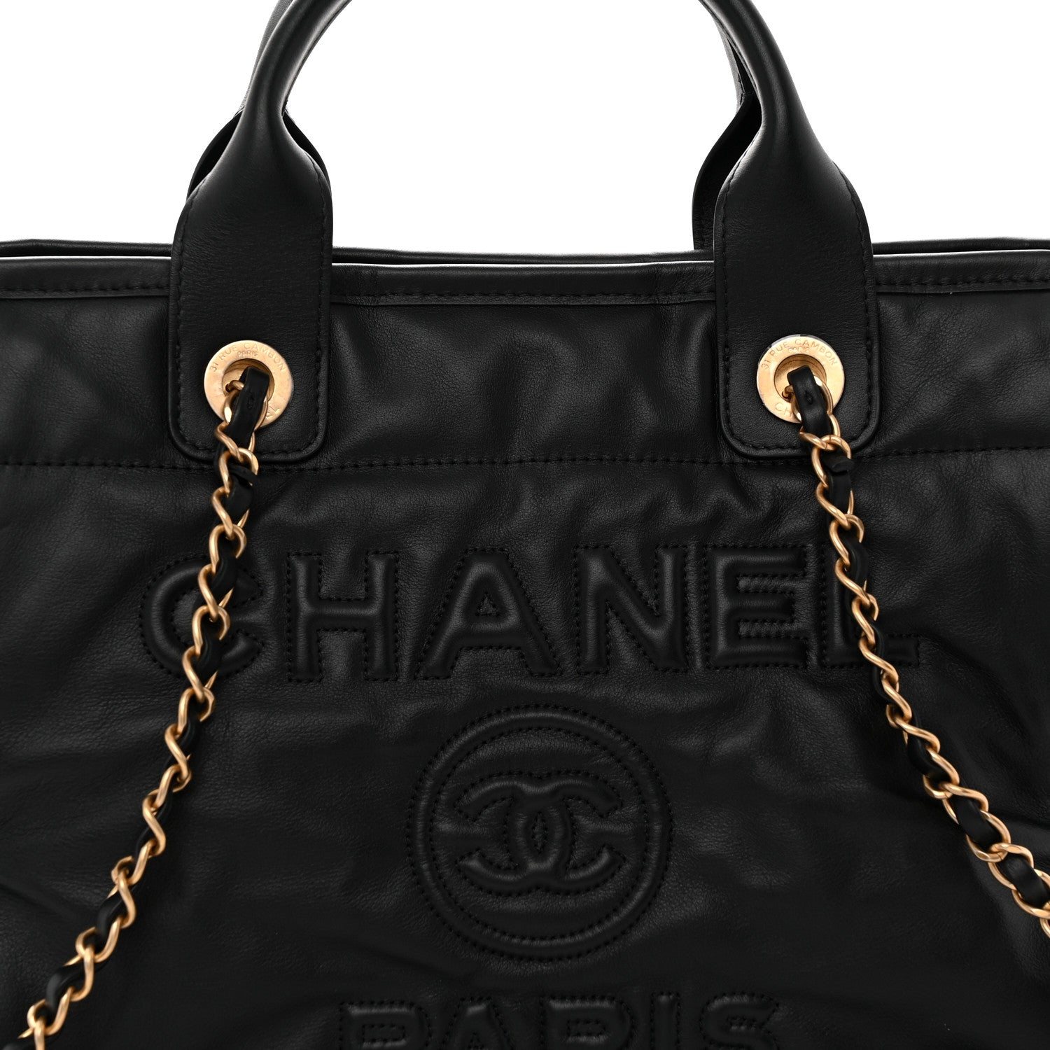 Calfskin Small Deauville Tote Black