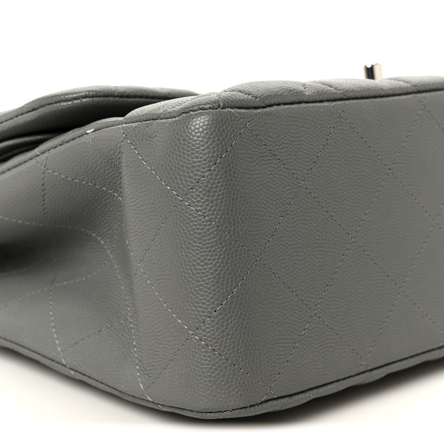 Caviar Quilted Jumbo Double Flap Grey