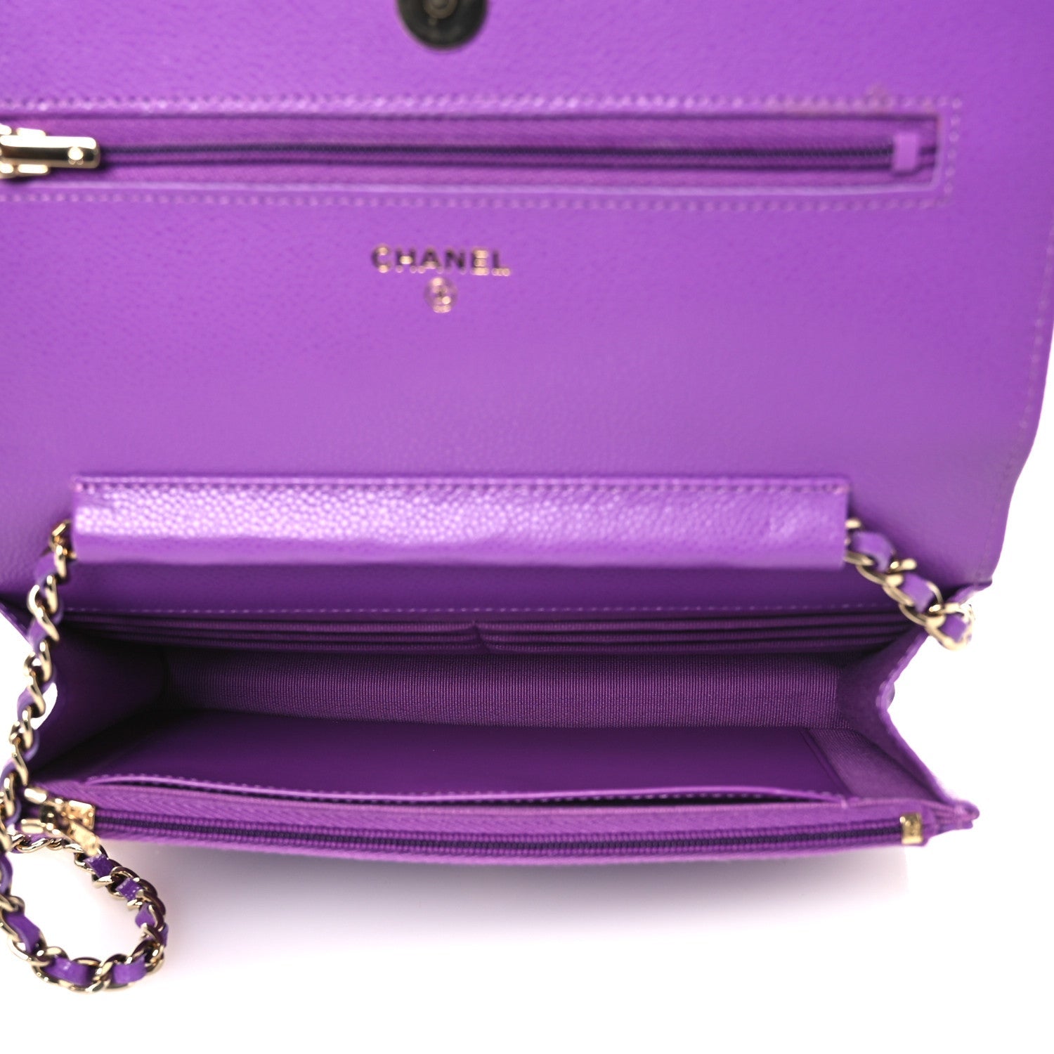 Caviar Quilted Wallet On Chain WOC Purple