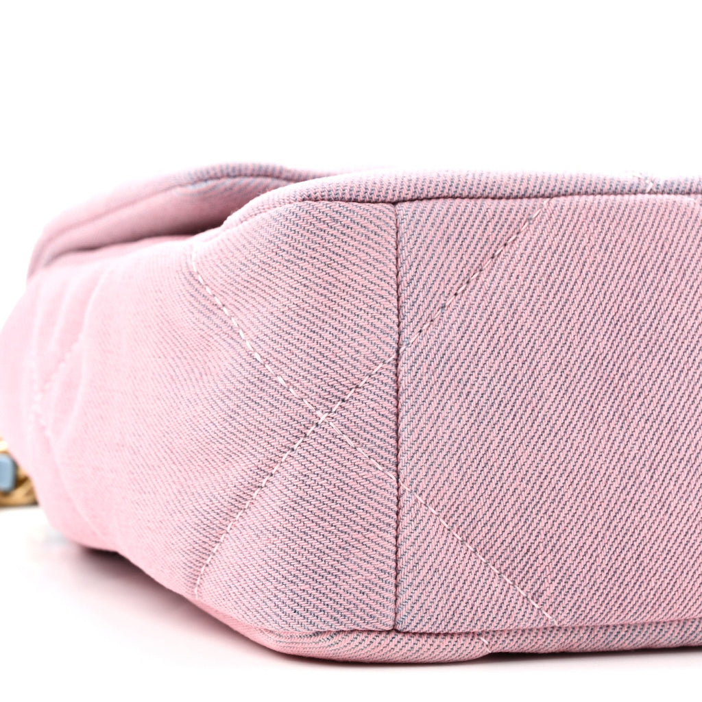 Denim Quilted Medium Chanel 19 Flap Blue Pink