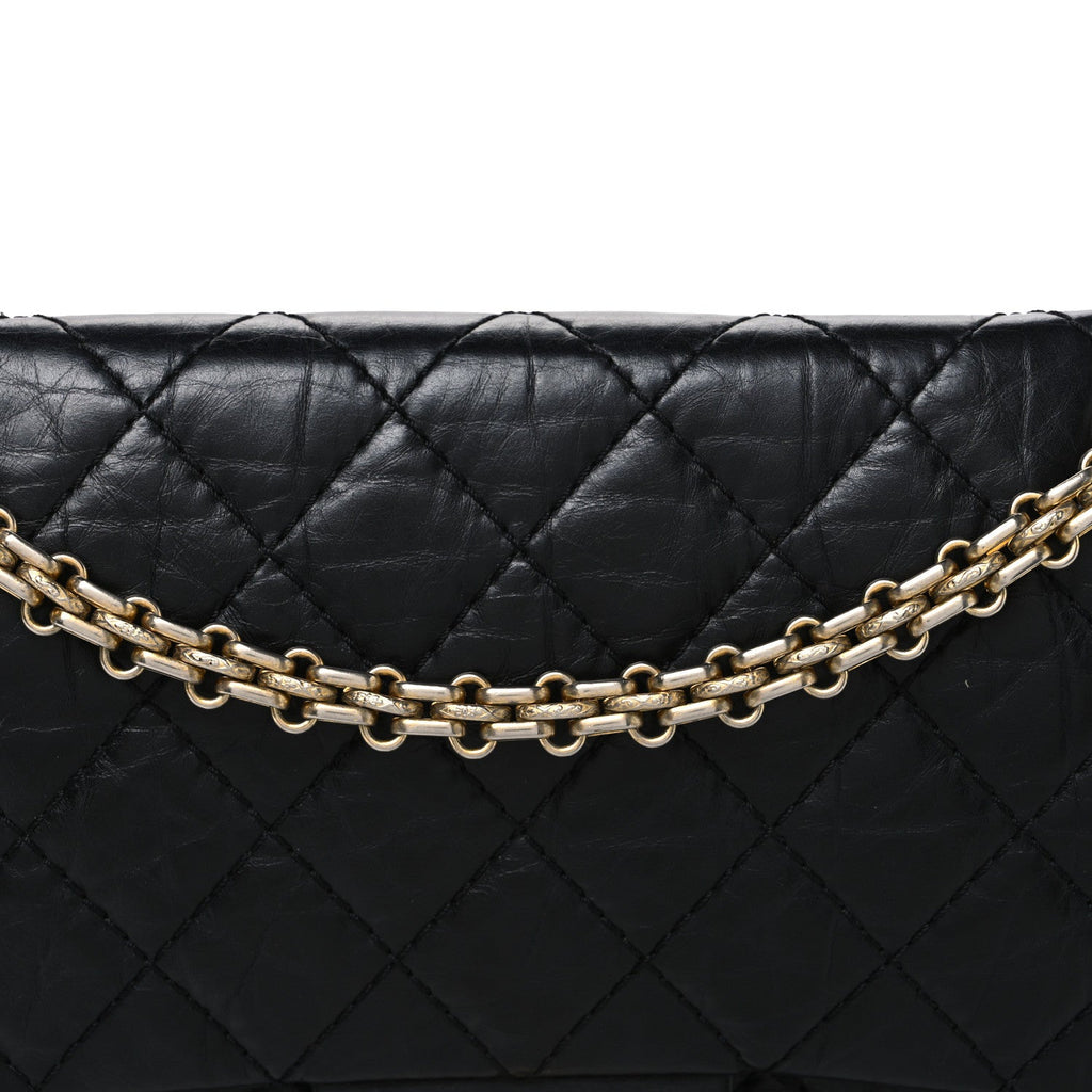 Aged Calfskin Quilted 2.55 Reissue 225 Flap Black