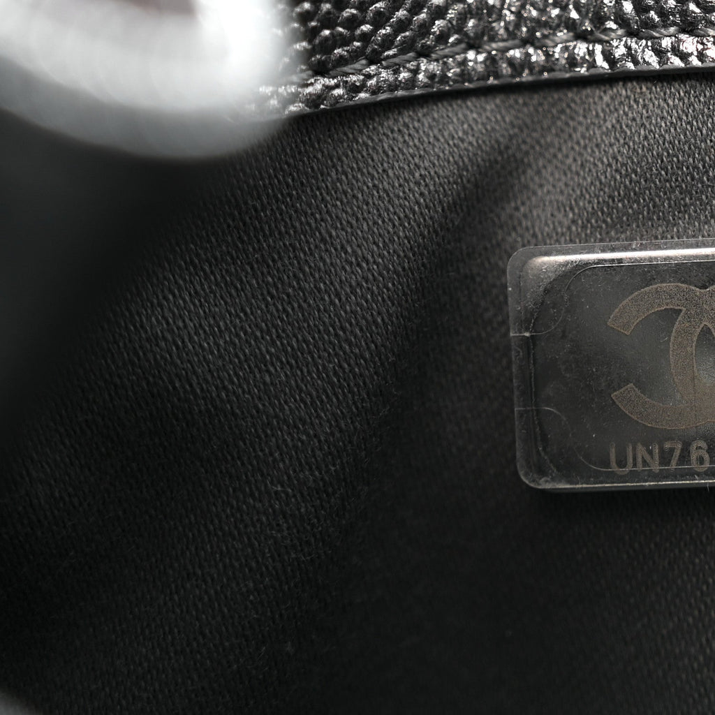 Metallic Caviar Quilted Mini Chanel 25 Handbag Anthracite