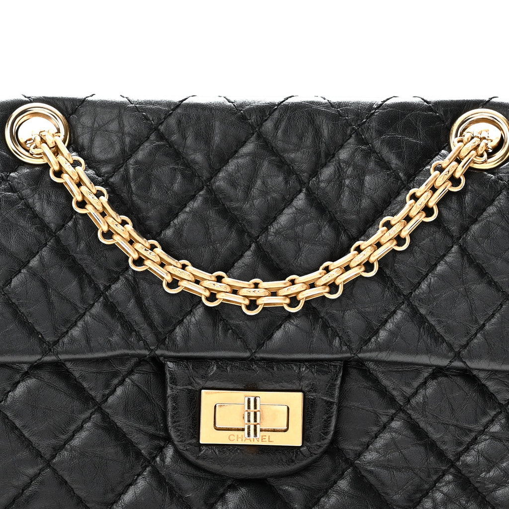 Aged Calfskin Quilted 2.55 Reissue Mini Flap Black