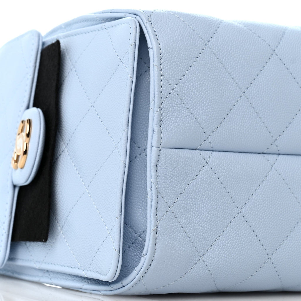 Caviar Quilted Small Chanel 25 Handbag Light Blue