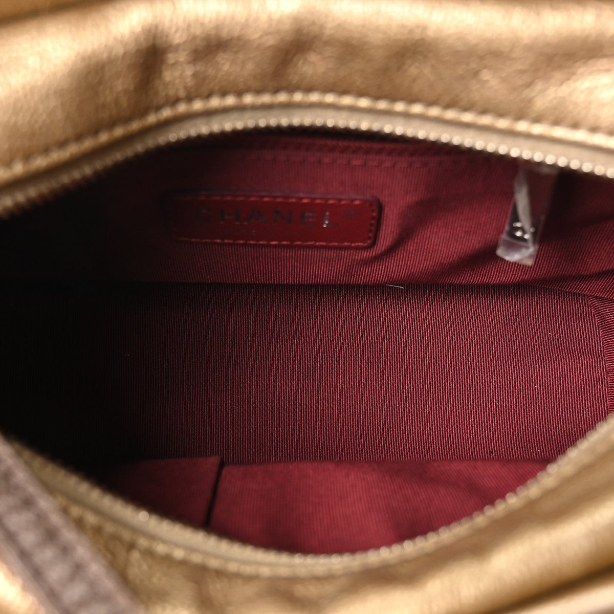 Metallic Goatskin Quilted Small Gabrielle Hobo Gold Bronze