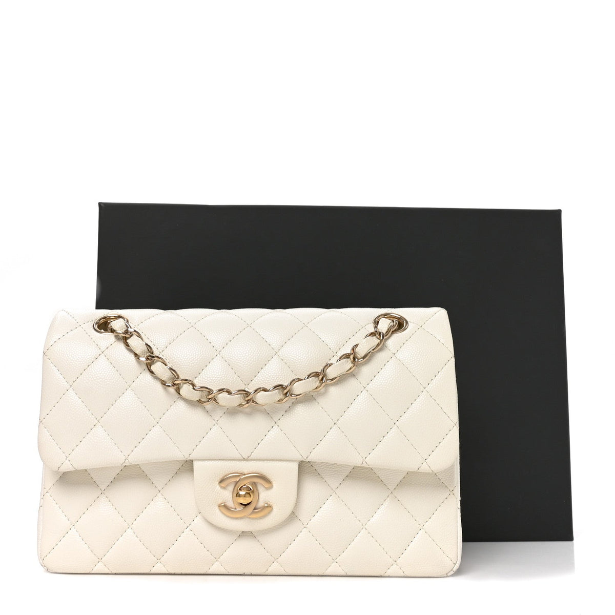 Caviar Quilted Small Double Flap White
