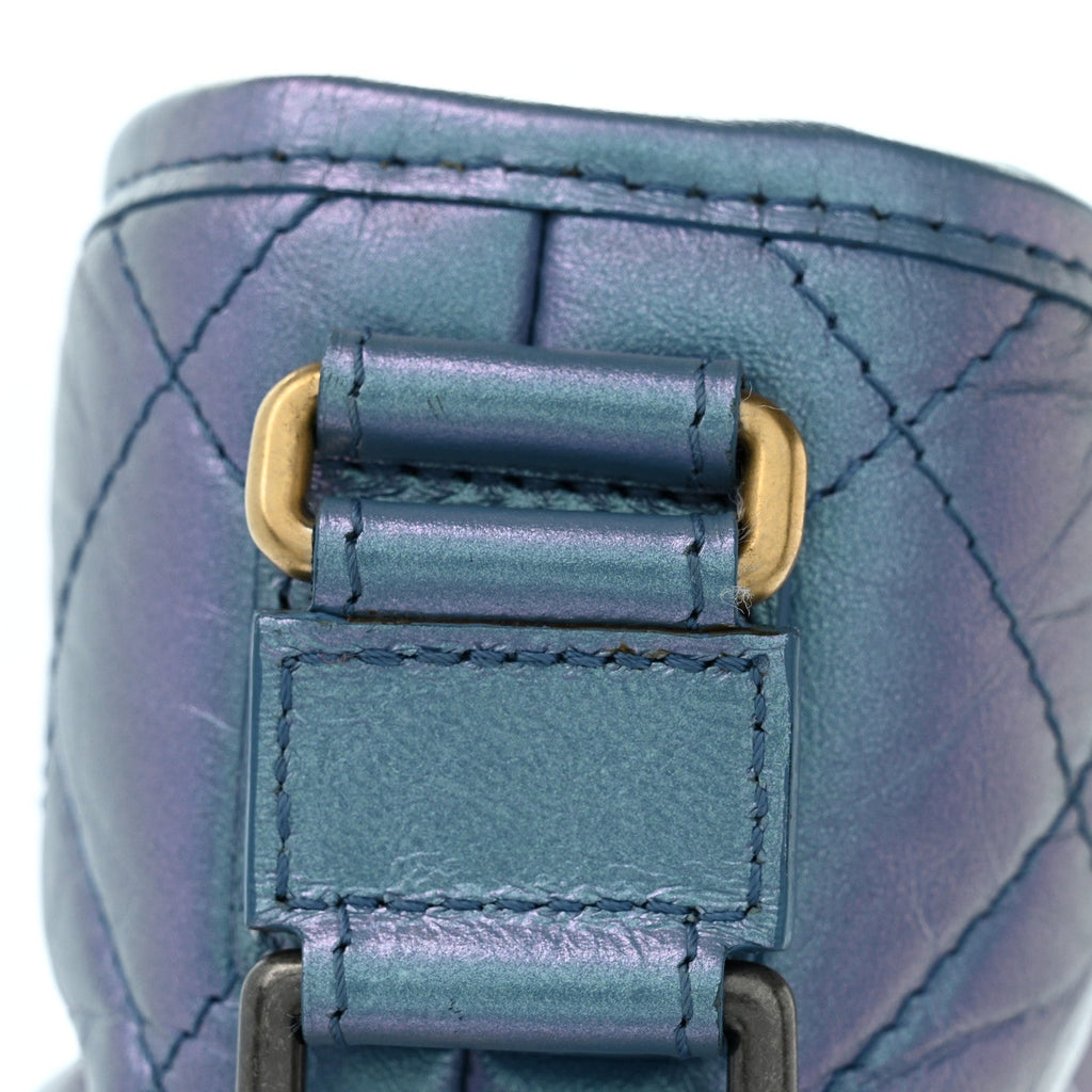 Iridescent Aged Calfskin Quilted Medium Gabrielle Hobo Blue