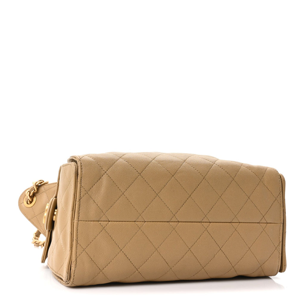 Caviar Quilted Small Chanel 25 Handbag Beige