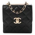 Lambskin Quilted Mini Trendy CC Chain Wallet Black