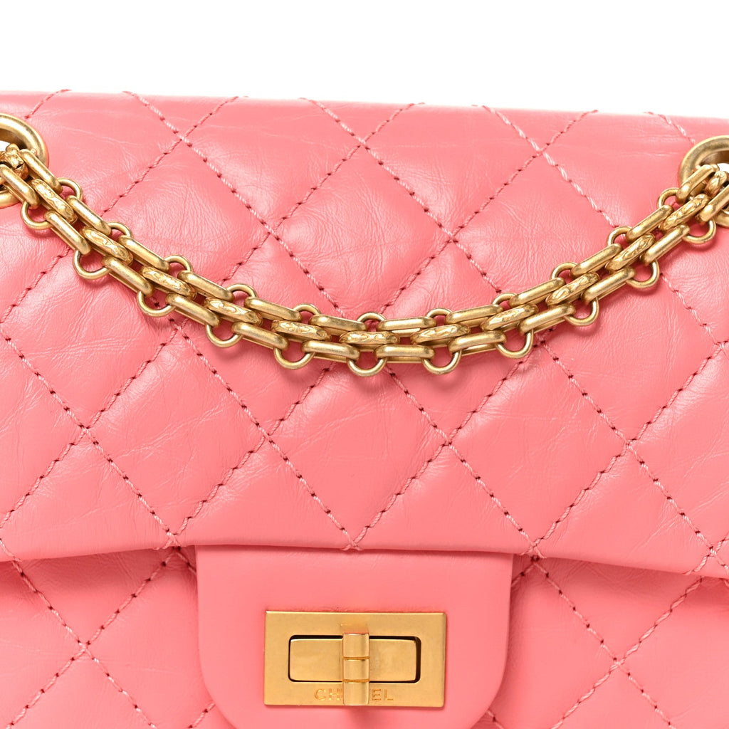 Aged Calfskin Quilted 2.55 Reissue Mini Flap Pink