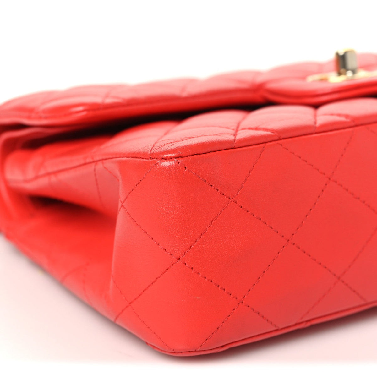 Lambskin Quilted Small Double Flap Red